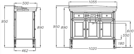 Тумба под раковину Opadiris Кантара 105 00-00003680 Белая матовая 