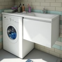 Тумба с раковиной Эстет Dallas Luxe 115 подвесная, 1 ящик, под стиральную машину, R
