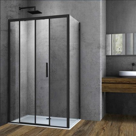 Душевой уголок Vincea Soft 120x90 VSR-3SO9012CLB профиль Черный стекло прозрачное 