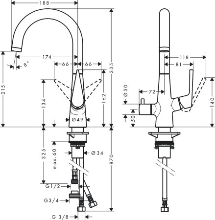Смеситель Hansgrohe Talis M51 72811000 для кухонной мойки, хром 