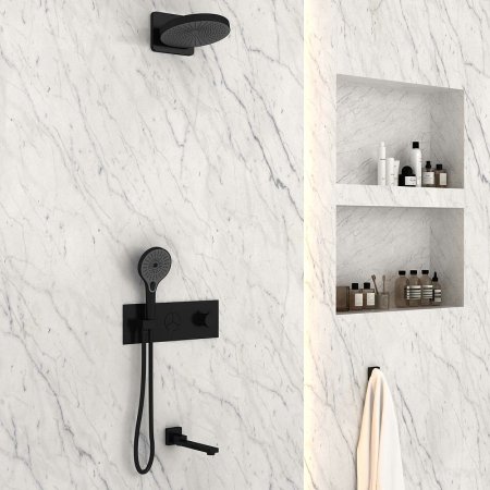 Душевая система Vincea Inspire VSFW-432TI1MB с термостатом Черная матовая 