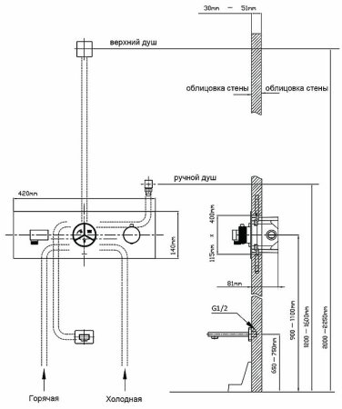 Душевая система Vincea Inspire VSFW-432TI1MB с термостатом Черная матовая 