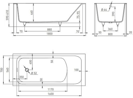 Ванна из искусственного камня Salini Orlanda 180х80 102022M Белая матовая 