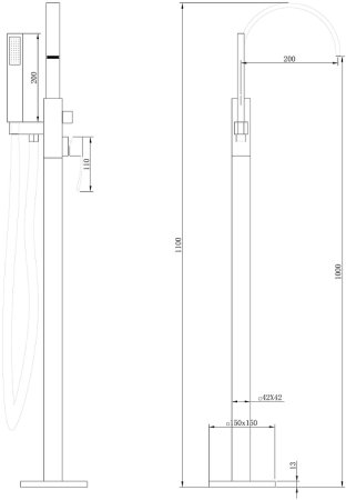 Смеситель для ванны Abber Wasserfall AF8615B Черный матовый 