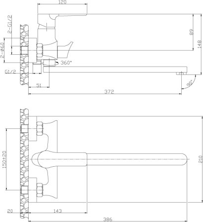 Смеситель для ванны и душа Rossinka RS35-32PC Хром Перламутр 