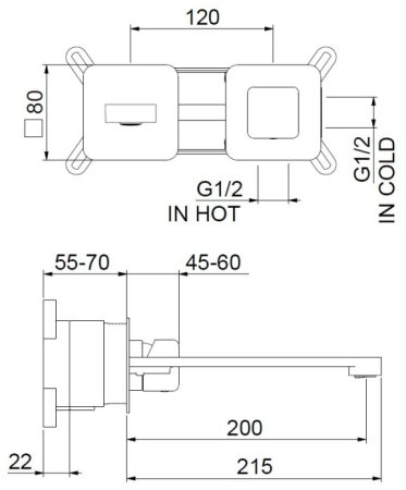 Смеситель для раковины Webert ONE-X OX830611741, белый/сталь 