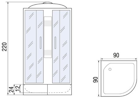 Душевая кабина River Nara Light XL 90x90 МТ 10000006220 без гидромассажа 