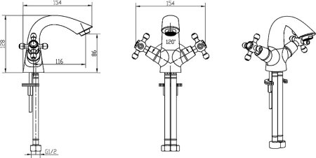 Смеситель для раковины Boheme Royal Cristal 271-Royal Хром 
