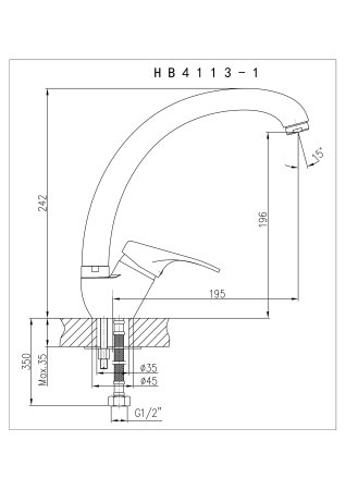 Смеситель однорычажный для кухни HAIBA HB4113-1 матовый 