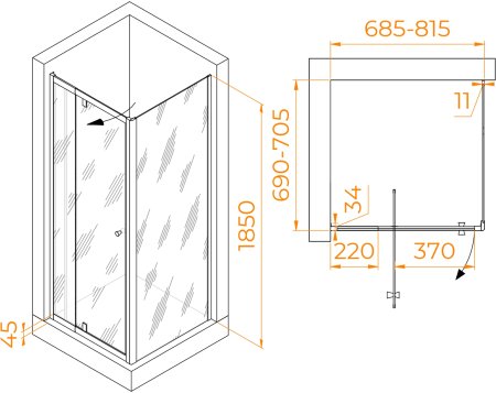 Душевой уголок RGW PA-32 (PA-02 + Z-050-1) 700x700 