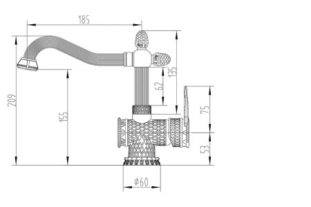 Смеситель Zorg Antic A 424U-BR для раковины бронза 