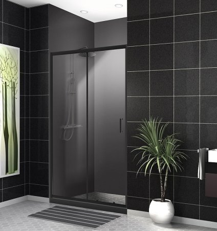 Душевая дверь BelBagno Uno 140 UNO-195-BF-1-140-C-NERO профиль Черный матовый стекло прозрачное 