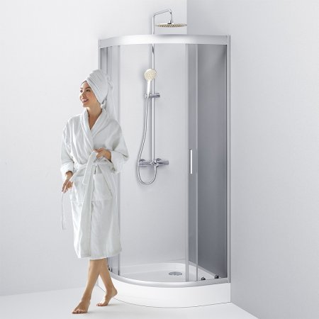 Душевой уголок AM.PM Gem W90G-401-090WT Профиль матовый хром, стекло прозрачное 