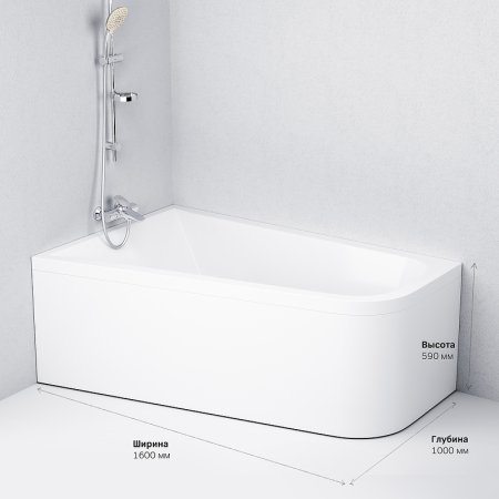 Акриловая ванна AM.PM Spirit 160x100 L W72A-160L100W-A2 без гидромассажа 