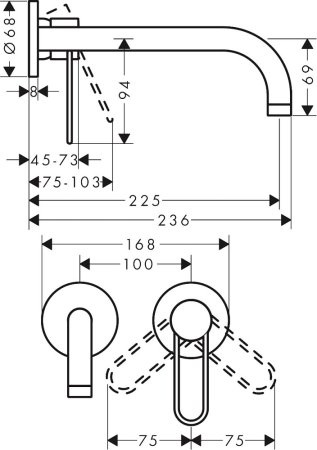 Смеситель Axor Uno 38122820 для раковины, шлифованный никель 