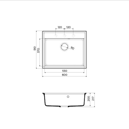 Мойка для кухни Omoikiri Daisen-60-BL 4993622 Черная 