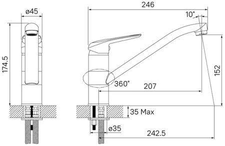 Смеситель для кухни IDDIS Male сатин (MALBN00i05) 