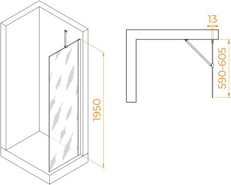 Душевая перегородка RGW WA-110B 600 