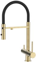 Смеситель для кухни IDDIS с фильтром и гибким изливом, матовое золото, Ace (ACEMGFFi05)