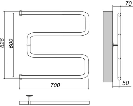 Водяной полотенцесушитель Grota Kamelo 600х700 Хром 