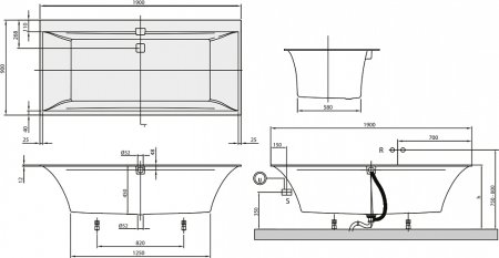 Квариловая ванна Villeroy & Boch Squaro Edge 12 190x90 alpin UBQ190SQE2DV-01 