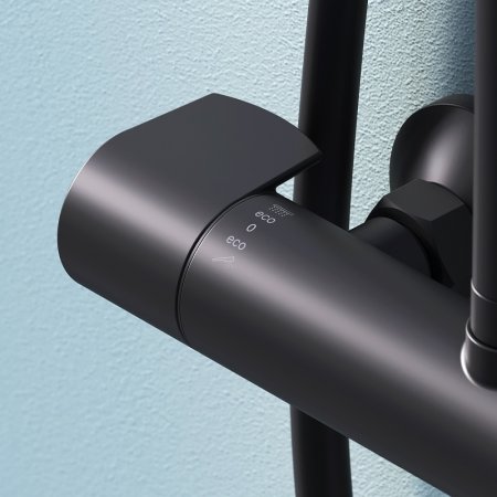 Душевая система AM.PM X-Joy F0785A422 с термостатом Черная матовая 