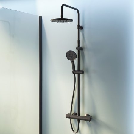 Душевая система AM.PM X-Joy F0785A422 с термостатом Черная матовая 