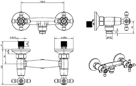 Смеситель для душа Boheme Royal Cristal 314-Royal/CRST Бронза 