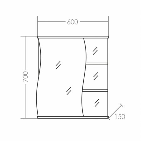 Зеркало-шкаф Санта Волна 60 левый 