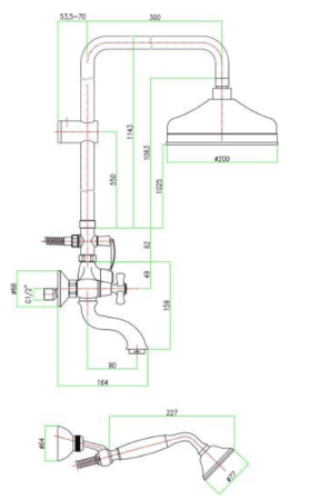 Душевая система Fiore Margot 26ZZ0615 бронза 