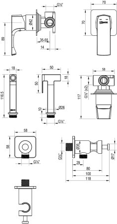 Смеситель Lemark Ursus с гигиеническим душем встраиваемый (LM7219BG) 