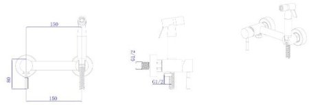 Гигиенический душ встраиваемый RUSH Melos графит (SUS1101-99Grey) 