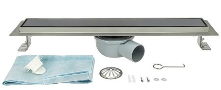 Душевой лоток ALMAes Laguna 90 LG90BL с Черной решеткой 