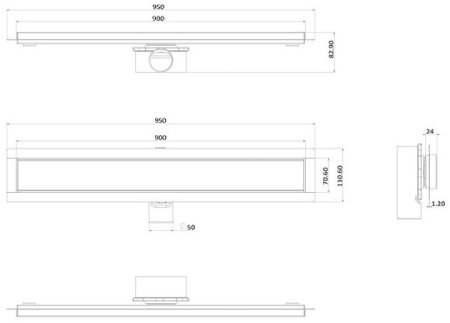 Душевой лоток ALMAes Laguna 90 LG90BL с Черной решеткой 