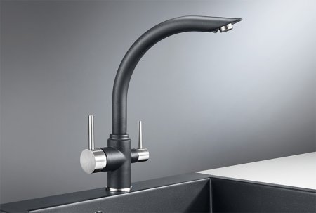 Смеситель Granula GR-2304 для кухонной мойки, шварц 