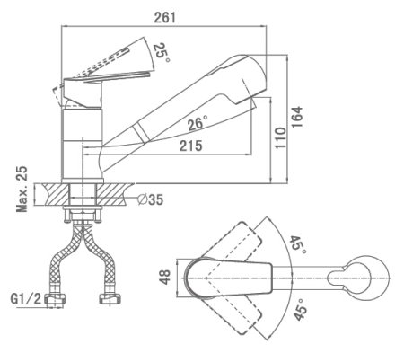 Смеситель для кухонной мойки D&K Lessing Rhein DA1322501 с вытяжной лейкой 