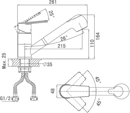 Смеситель для кухонной мойки D&K Lessing Rhein DA1322501 с вытяжной лейкой 