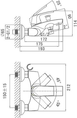 Смеситель D&K Feuerbach Rhein DA1283201 для ванны с душем 