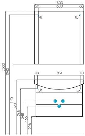 Тумба под раковину Aquaton Ария 80 М 1A140801AA950 подвесная Черная 