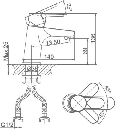 Смеситель D&K Marx Rhein DA1392101 для раковины 