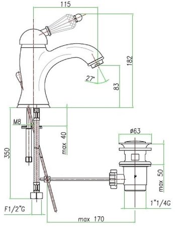 Смеситель для раковины Fiore Imperiale 82CR5221 Хром 