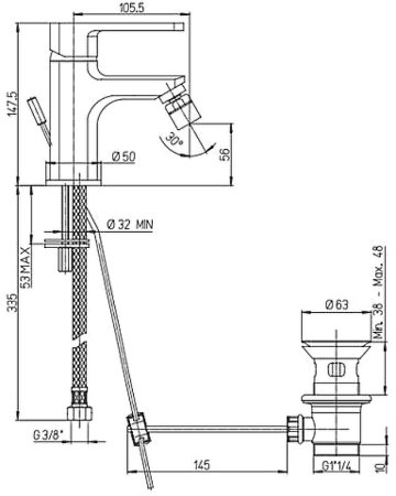 Смеситель для биде Paini Ovo 86CR3062SKM Хром 