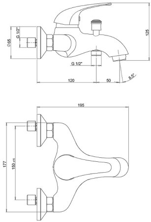 Смеситель для ванны Paini Smile 39CR105KM Хром 