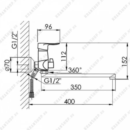 Cмеситель для ванны HANSEN H22002 Хром 