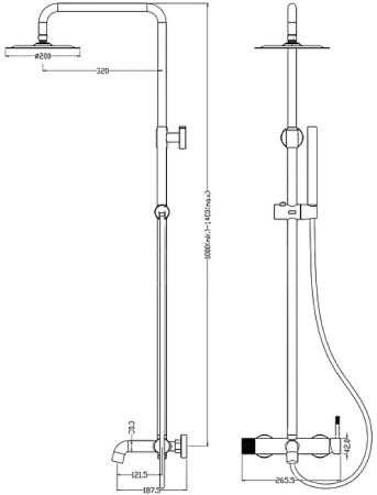 Душевая система Boheme Uno 468-B Черная 