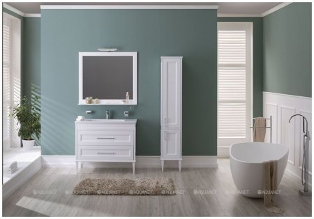 Пенал Aquanet Бостон 36 L белый матовый (ручки золото) 