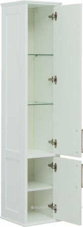 Пенал Aquanet Бостон 36 L белый матовый (ручки золото) 