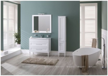 Пенал Aquanet Бостон 36 L белый матовый (ручки золото) 