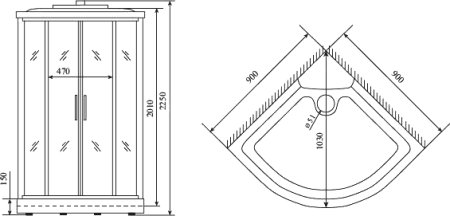 Душевая кабина Timo Standart T-6609 B профиль черный 