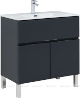 Тумба с раковиной Aquanet Алвита New 80 1 ящик, 2 дверцы, антрацит
